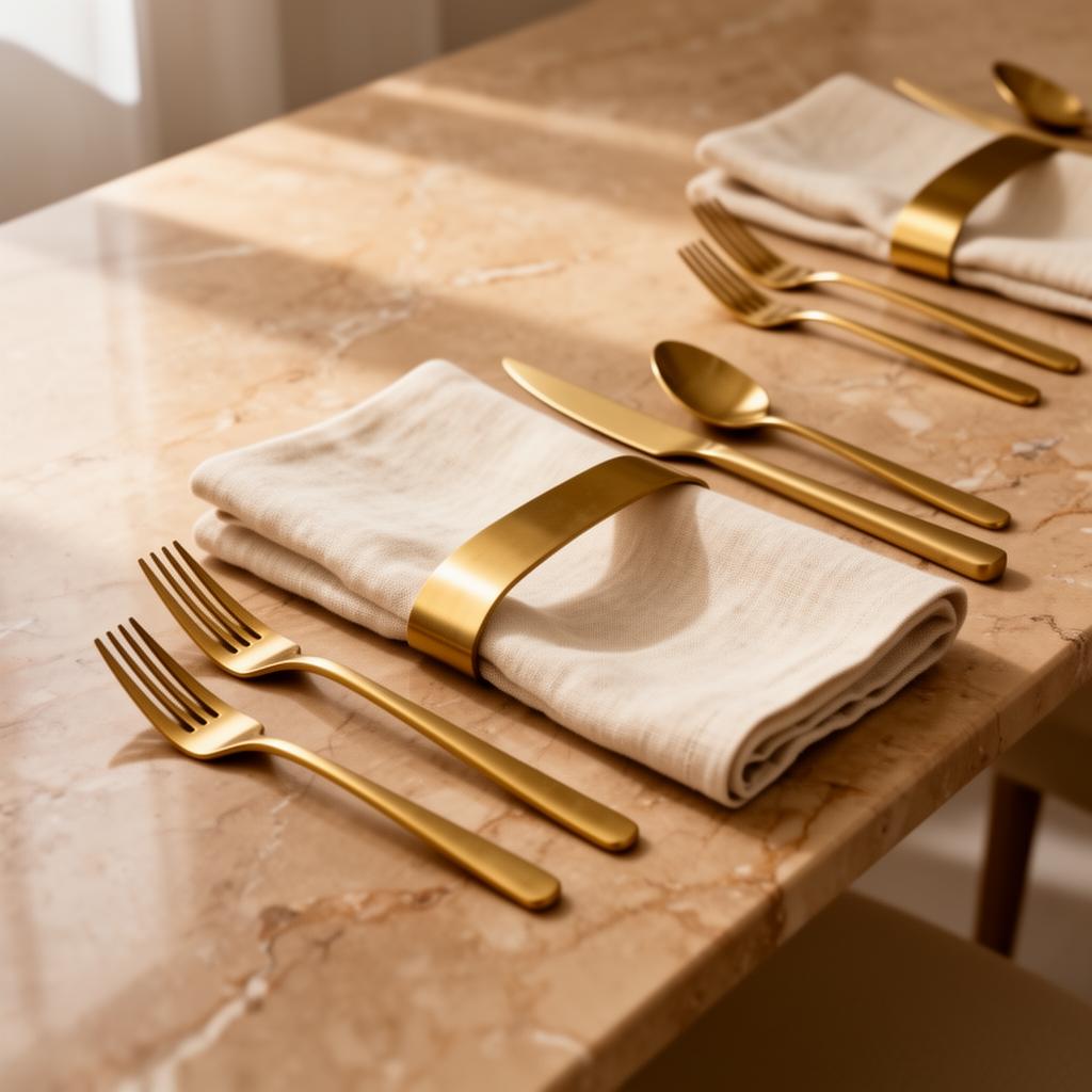 Luxury event tablescape — gold cutlery