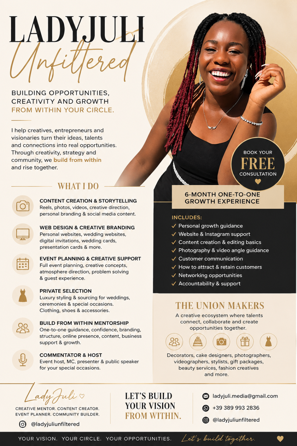 LadyJuli Unfiltered — brand flyer