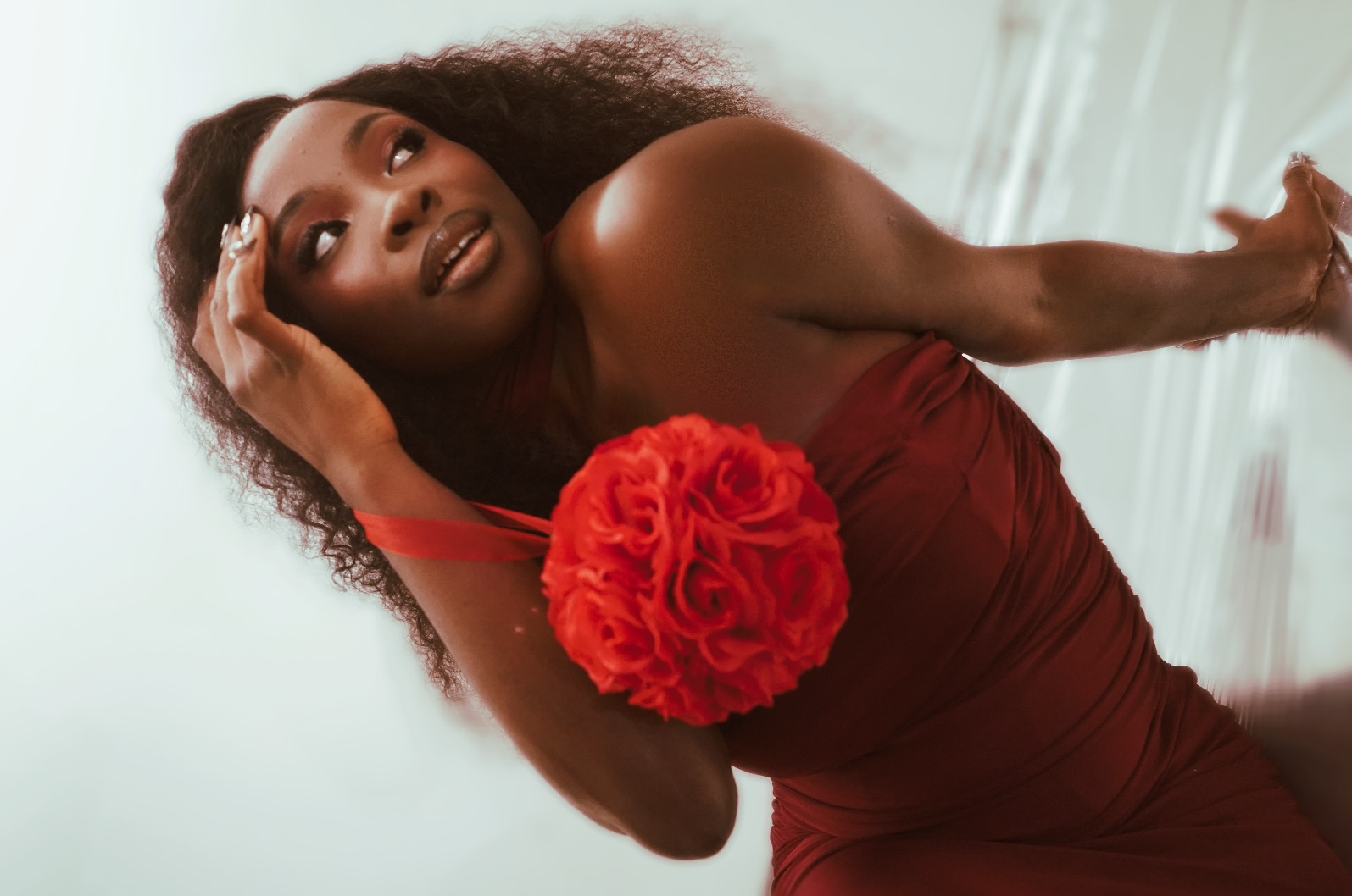 Forest editorial — burgundy gown photoshoot
