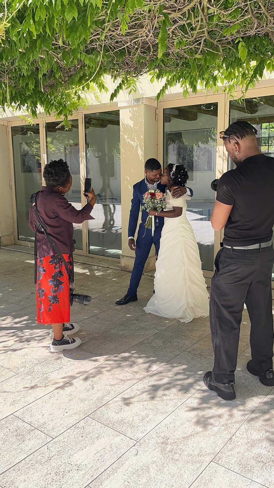 Wedding day — bride & groom moment behind the lens